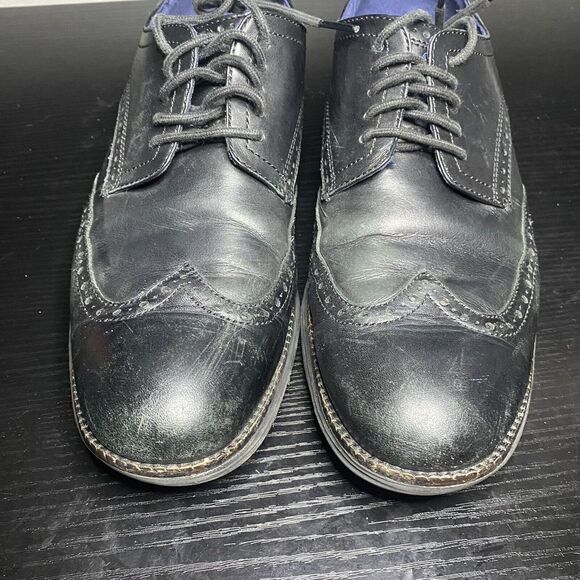 Cole Haan OriginalGrand Wingtip Oxford Black Leather Shoes C27984 Mens Size 9.5 - Picture 2 of 10
